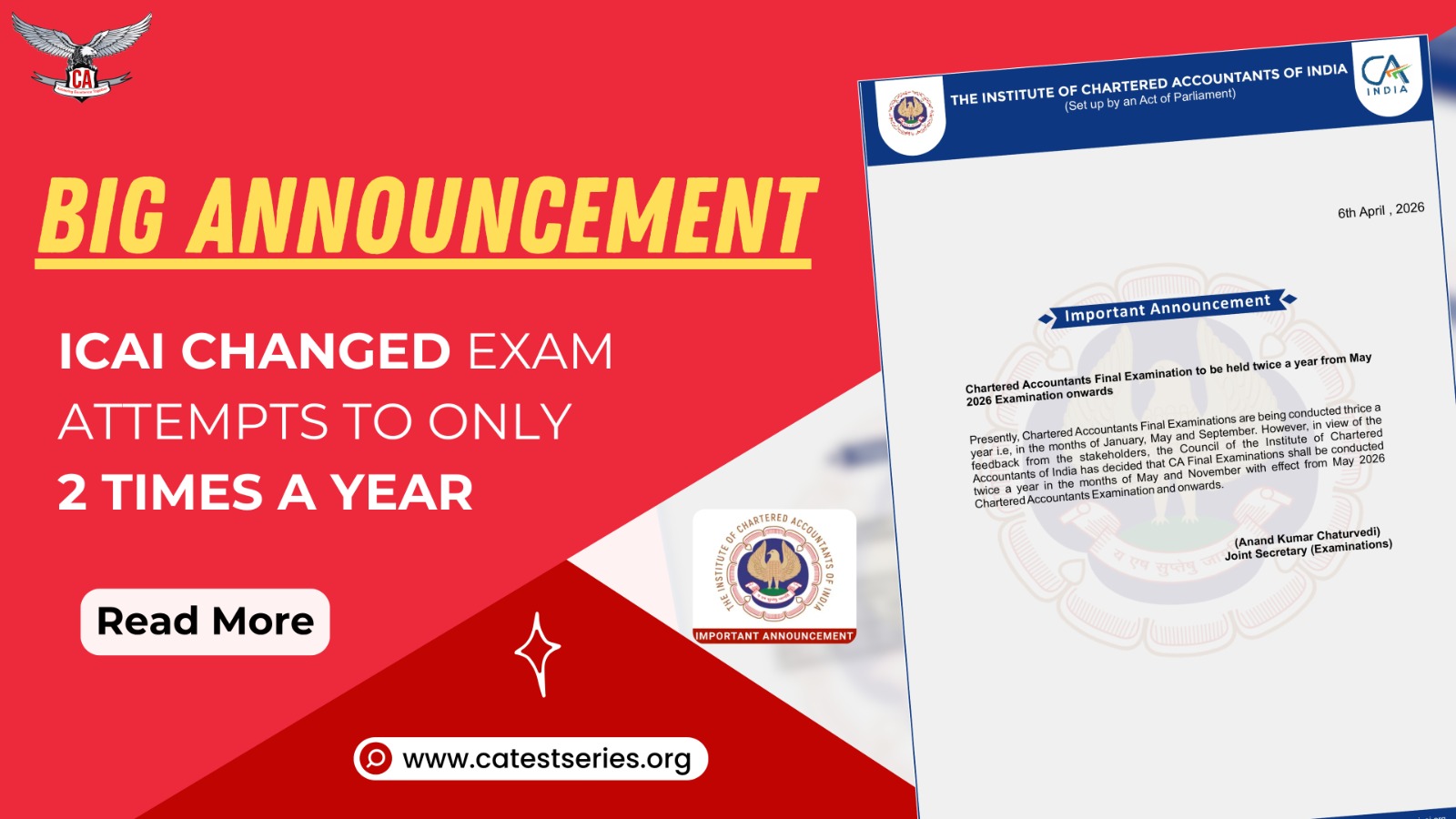 CA Final Exam Twice a Year from May 2026 – ICAI Official Announcement