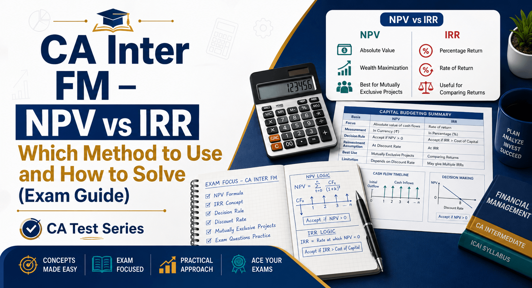 CA Inter FM NPV vs IRR — Which Method to Use and How to Solve