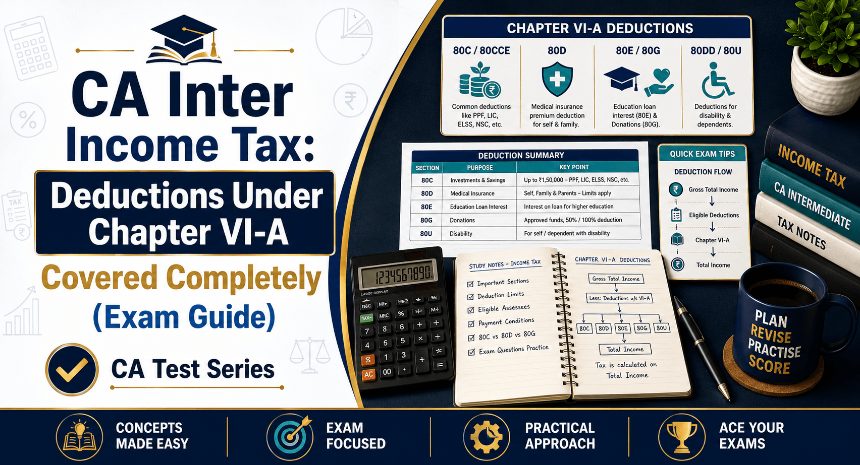 CA Inter Income Tax: Deductions Under Chapter VI-A Covered Completely