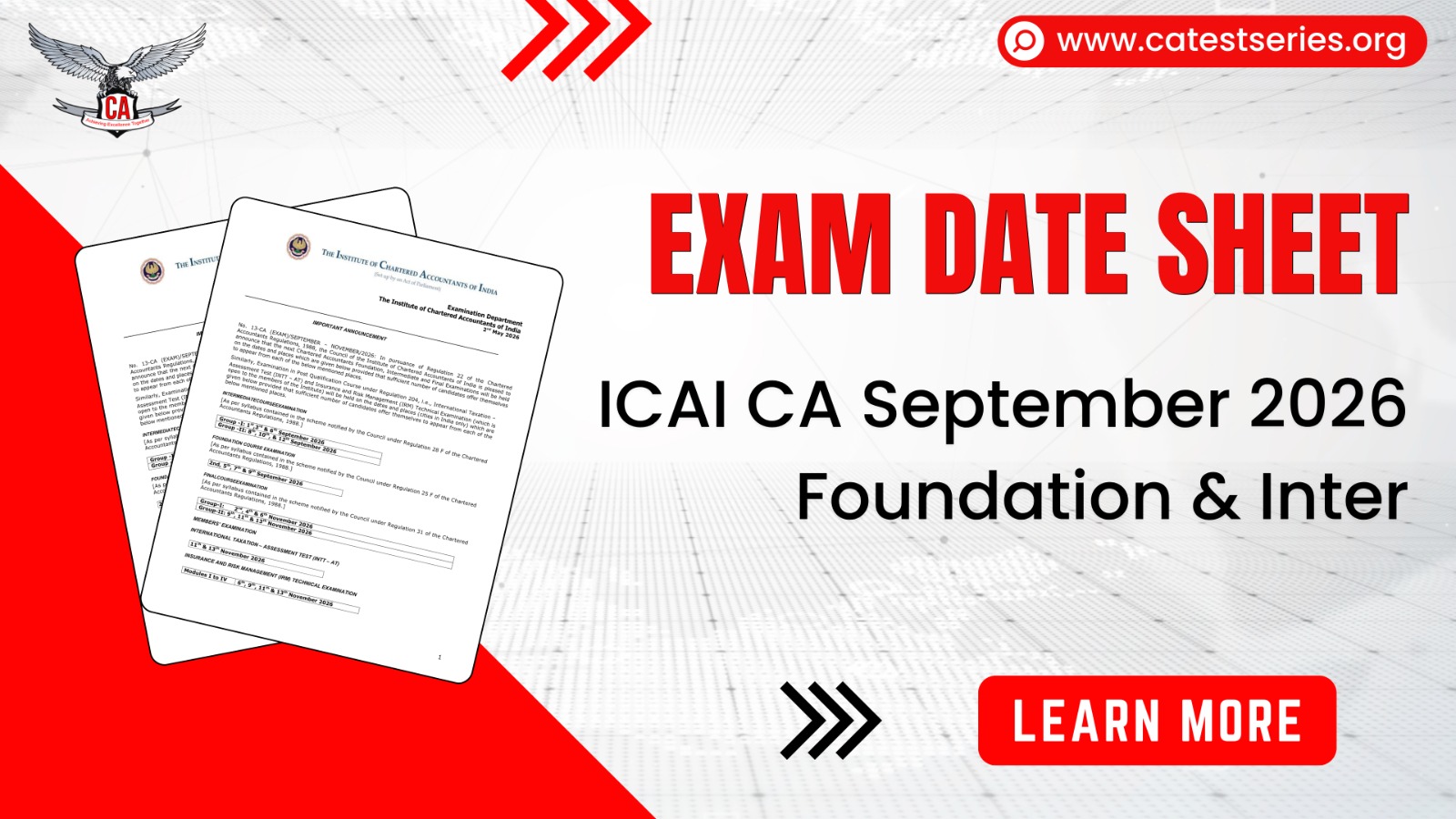 ICAI CA September 2026 Date Sheet Out: Foundation, Inter & Final Exam Dates