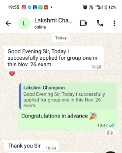 Student WhatsApp message