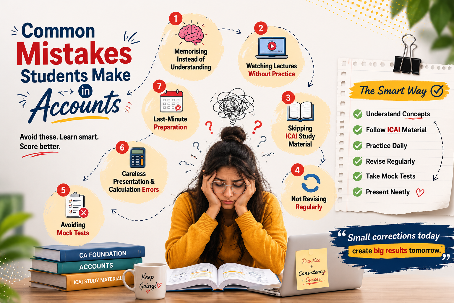 Seven common mistakes students make while preparing for CA Foundation Accounts and how to avoid them
