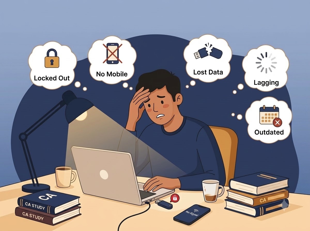 CA student frustrated with common pendrive lecture problems like device lock and lost data