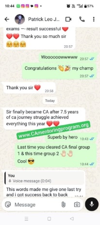 Student WhatsApp result message