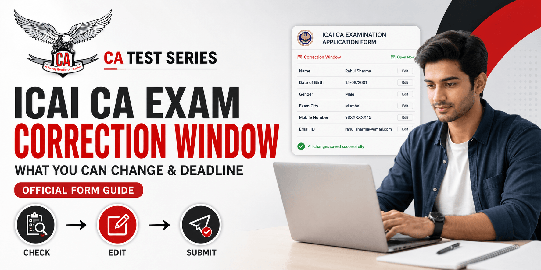 ICAI CA Exam Correction Window: What You Can Change and Deadline