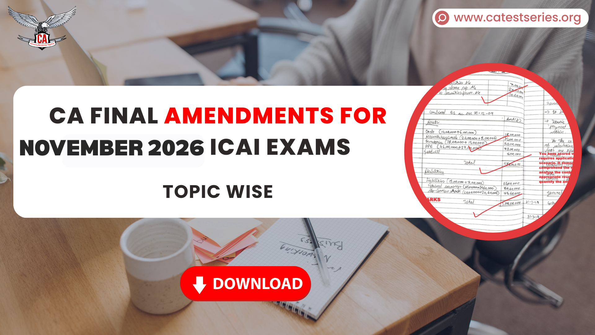 CA Final Amendments for  November 2026 ICAI Exams Topic Wise