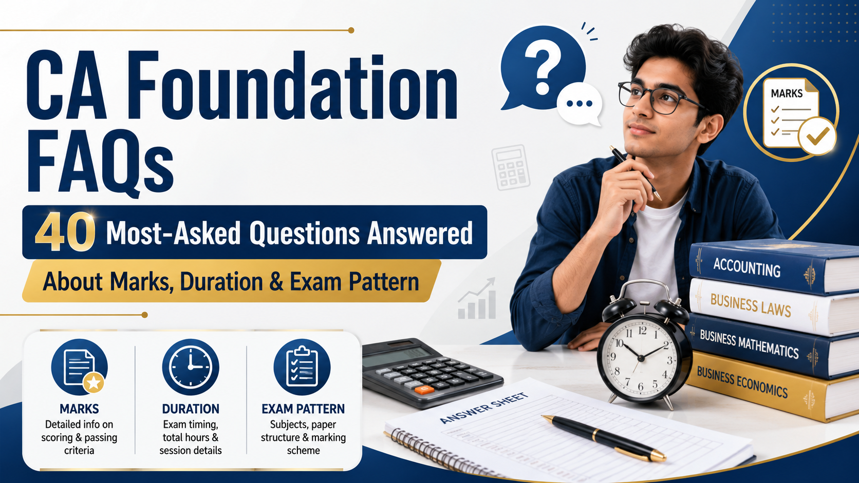 CA Foundation FAQs — 40 Most-Asked Questions Answered About Marks, Duration & Exam Pattern