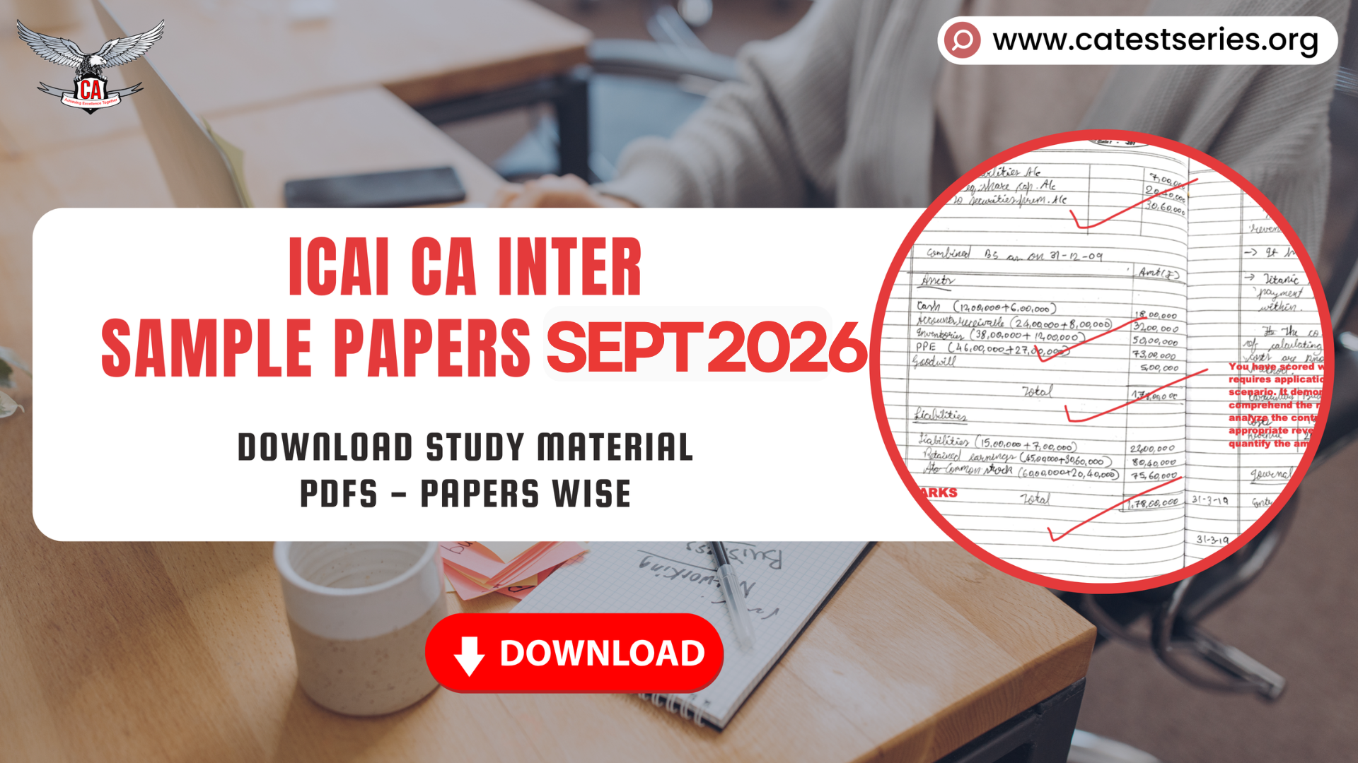 ICAI CA Inter Sample Papers 2026 - Download Study Material PDFs - Papers Wise 