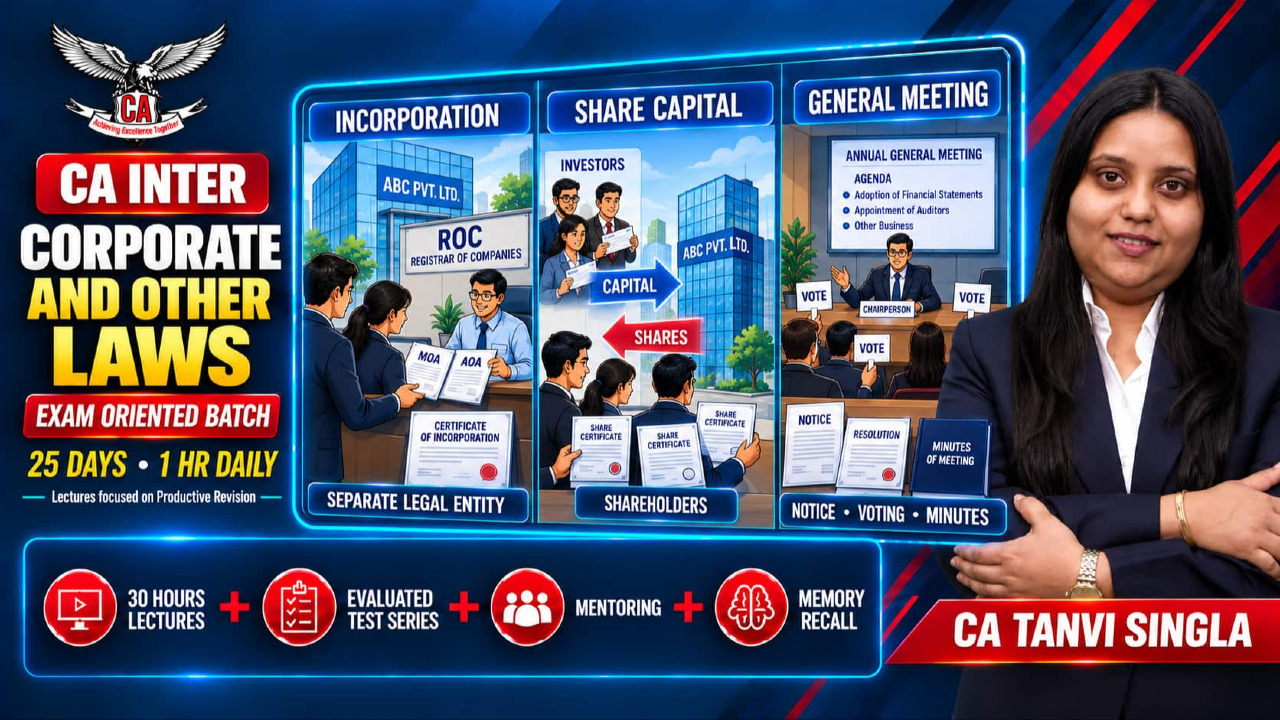 CA Inter Corporate and Other Laws | Exam Oriented Batch | CA Tanvi Singla